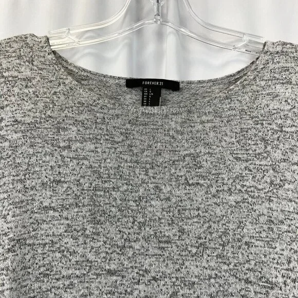 Forever 21 Womens Short Sleeve Mini Shift Dress Gray Heathered Large - Picture 3 of 9